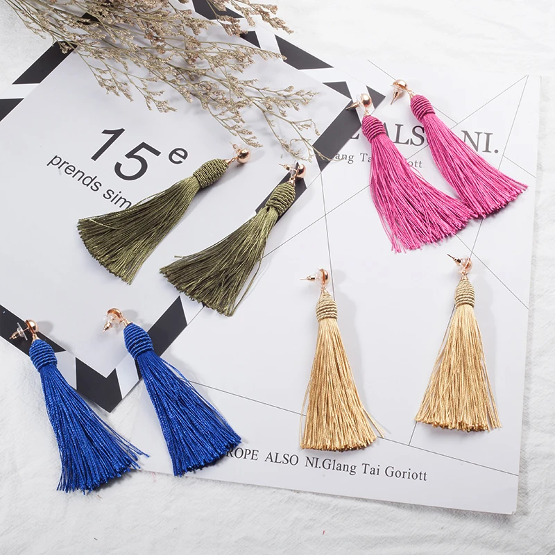 Новинка 2017 года Boho Этнические длинные серьги с кисточками для женщин Висячие