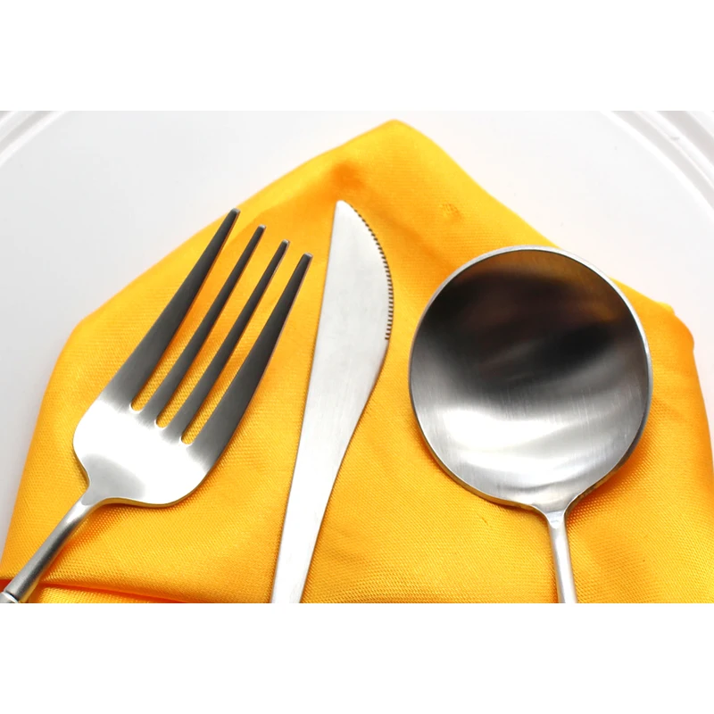 Новинка 2017 набор матовых столовых приборов из нержавеющей стали 420 с серебряной