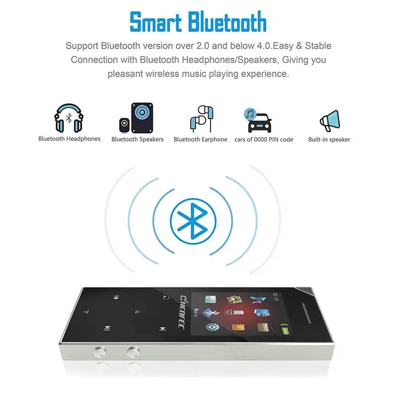 Bluetooth4.1 mp3-плеер цифровой музыкальный аудио плеер с FM радио/динамиком