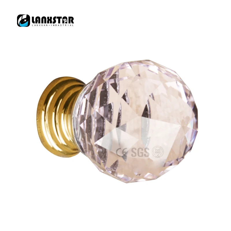 

New 25mm Express Free Crystal Drawer Handle in Brass Fashion Quality Door Knobs