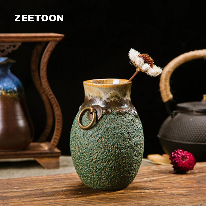 Японская винтажная керамическая ваза крупная керамика ручная работа