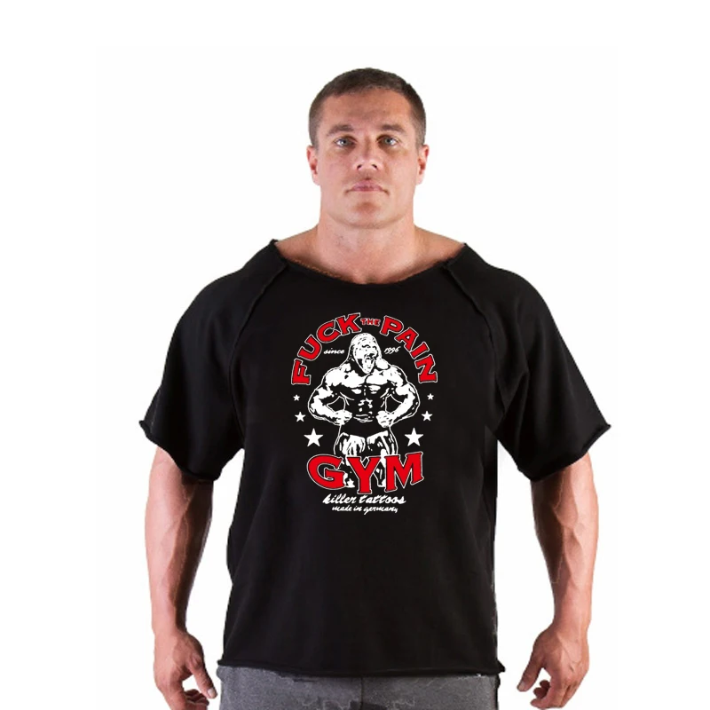 GYM PAIN black Новая модная брендовая хлопковая футболка, мужская майка для фитнеса, мужские Спортзалы, бодибилдинг, спортивные топы для фитнеса, тяжелая атлетика - Цвет: GYM PAIN black