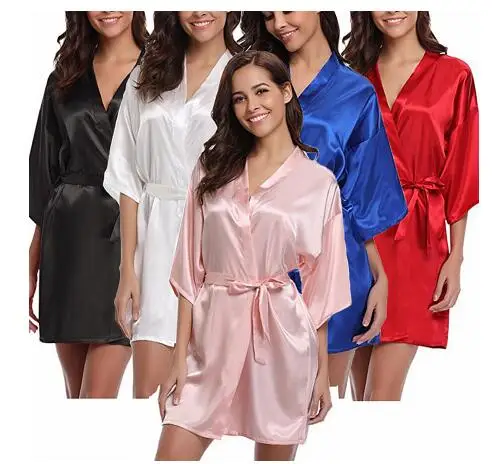 4XL. Женское атласное свадебное кимоно халат для невесты одежда сна халаты