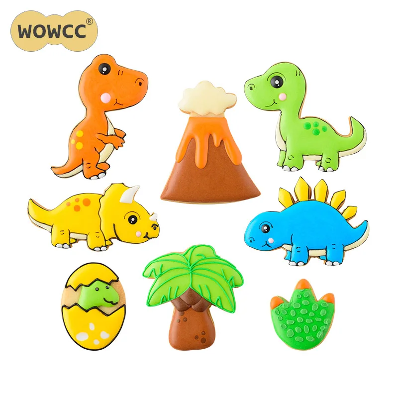 WOWCC 8 шт./компл. 3d штампы для печенья в виде динозавра Пластиковая форма украшения