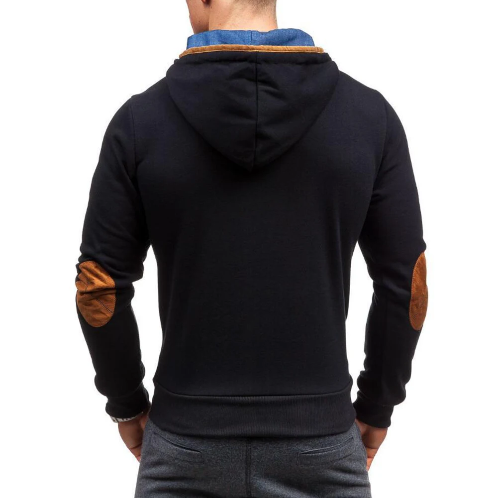 Мужская мода с длинным рукавом пуловер капюшоном Кнопка Декор Pocket Sweatshirt|sweatshirt