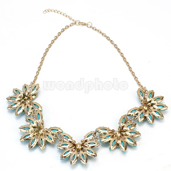 New Design Women Blue Acrylic Floral Bib Statement Collar Chain Necklace Gift | Украшения и аксессуары