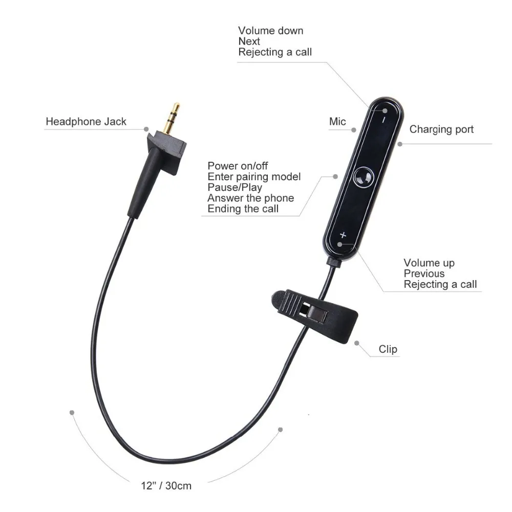 Фото Сменный кабель для Bose AE2 AE2i Bluetooth V4.1 стерео адаптер аудио передатчик шумоподавление наушники в беспроводной №4