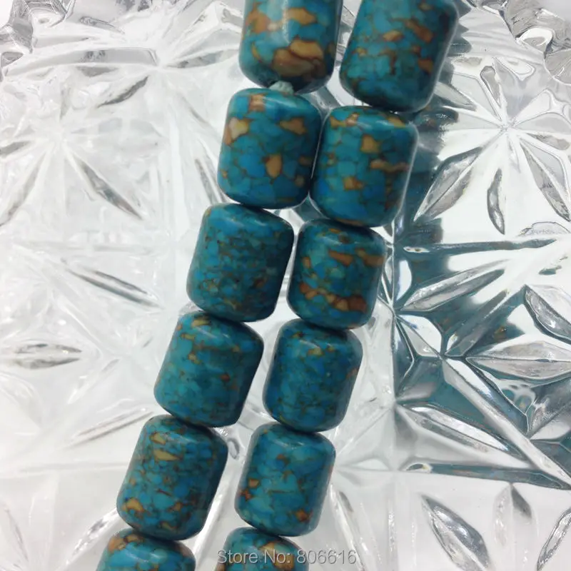 

10*12MM 62PCS Blue Cylindrical Natural Stone Loose Semi-precious Jewelry Beads