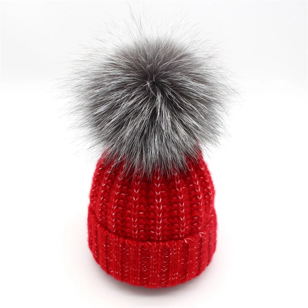 Minhui Новая модная Ангорская шерстяная шапка женская с помпоном из натурального