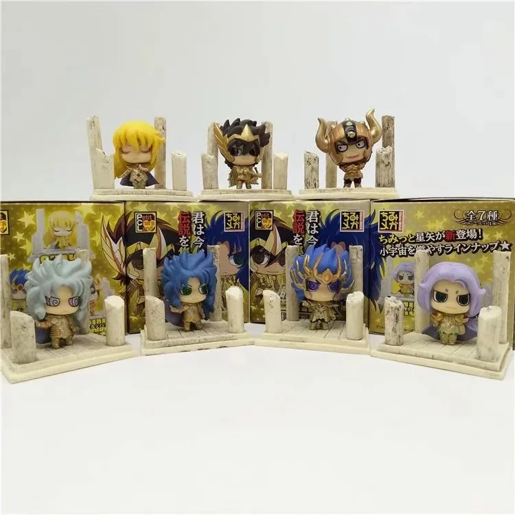 Аниме 7 шт./компл. ST Seiya коробка для яиц Q версия Золотой Зодиак ПВХ Фигурки игрушки