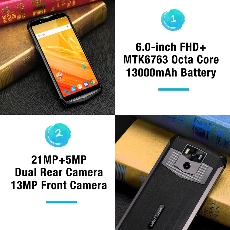 Ulefone Power 5 13000 мАч 4G смартфон 6," FHD MTK6763 Octa Core Android 8,1 6 ГБ+ 64 ГБ 21MP Поддержка Беспроводной зарядки Face ID Мобильный телефон