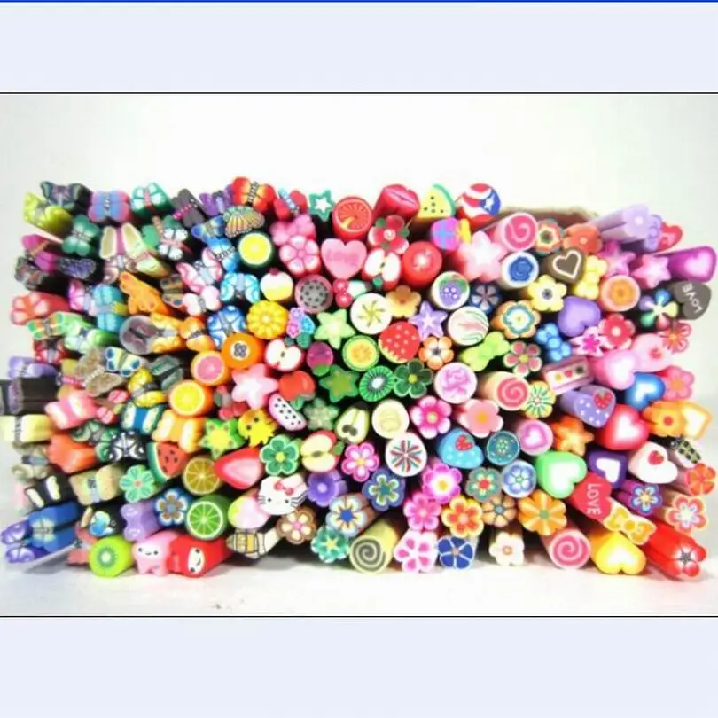 

Wholesale Candy color DIY nail art sticker decal mini soft Clay Canes rods as phone decoration sticker Nail beauty product