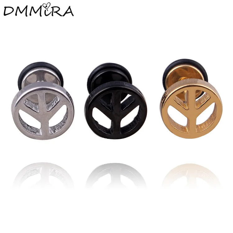 Модные круглые серьги гвоздики в стиле панк из нержавеющей стали золотого и