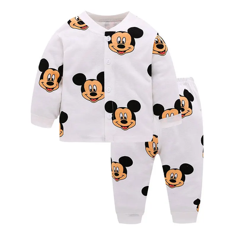 Mickey Детские пижамы с 14 рисунками пижамы с рисунками из мультфильмов для малышей пижамы с буквенным принтом для маленьких мальчиков и девочек весенне-осенняя хлопковая одежда для младенцев из 2 предметов - Цвет: Mickey