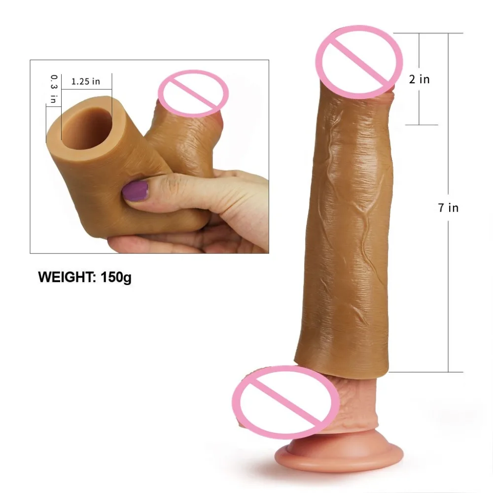 Lovetoy 17.8 см 100% силиконовые рукава пениса в пенис кольца супер реалистичные