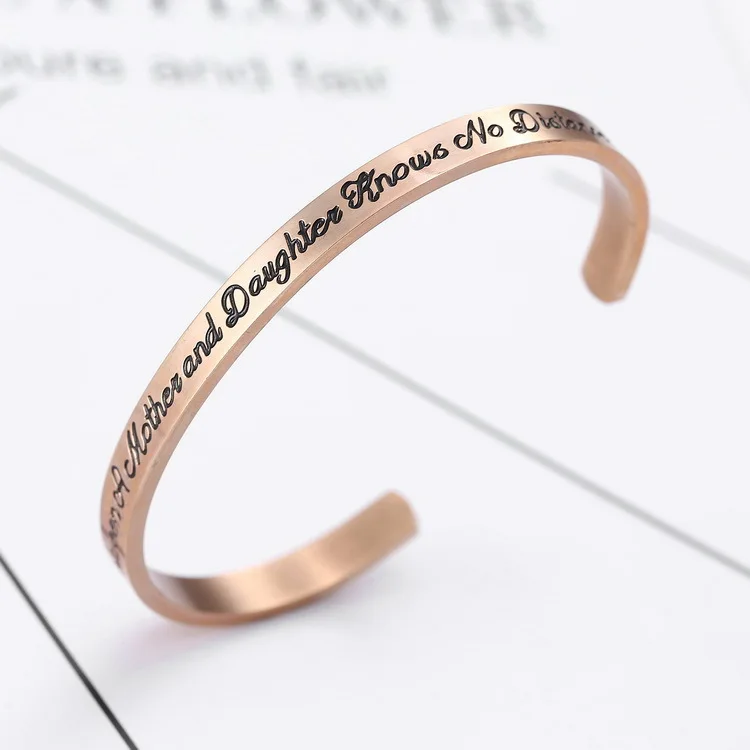 Розовое золото нержавеющая сталь мантра браслет вдохновение тисненым на