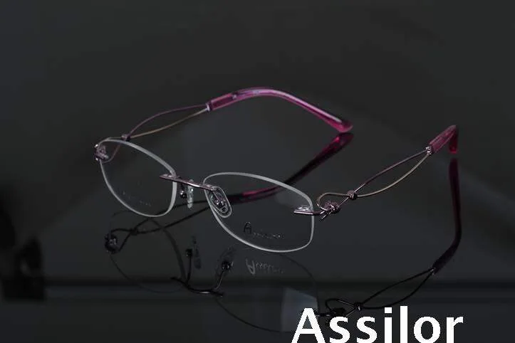 PINK Чистые титановые Антикоррозийные Деловые женские очки без оправы для чтения прозрачные линзы для глаз женские очки аксессуары - Цвет оправы: PINK