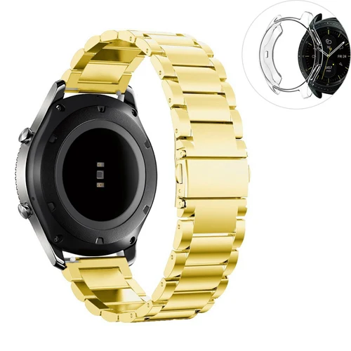 gold Чехол для часов+ ремешок для samsung galaxy watch 46 мм S3 Frontier/классический huawei gt ремешок для часов из нержавеющей стали 22 мм/20 мм браслет - Цвет ремешка: gold