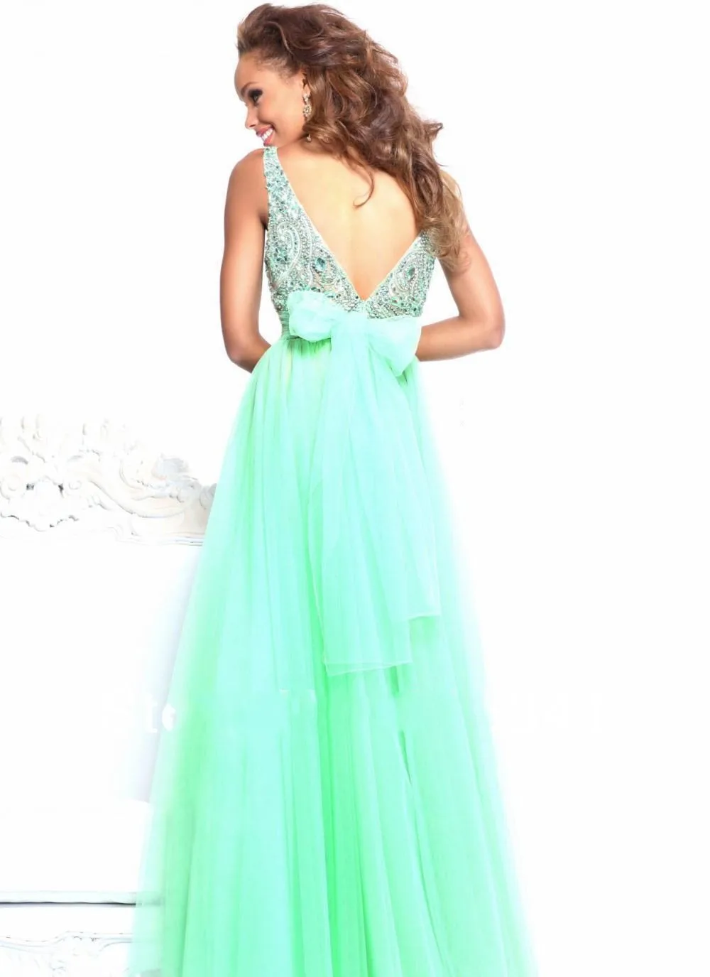 Backless Prom Dresses Scoop Neck Sleeveless Crystal Vestido De Festa Longo A-line Floor-length Long Homecoming | Свадьбы и торжества