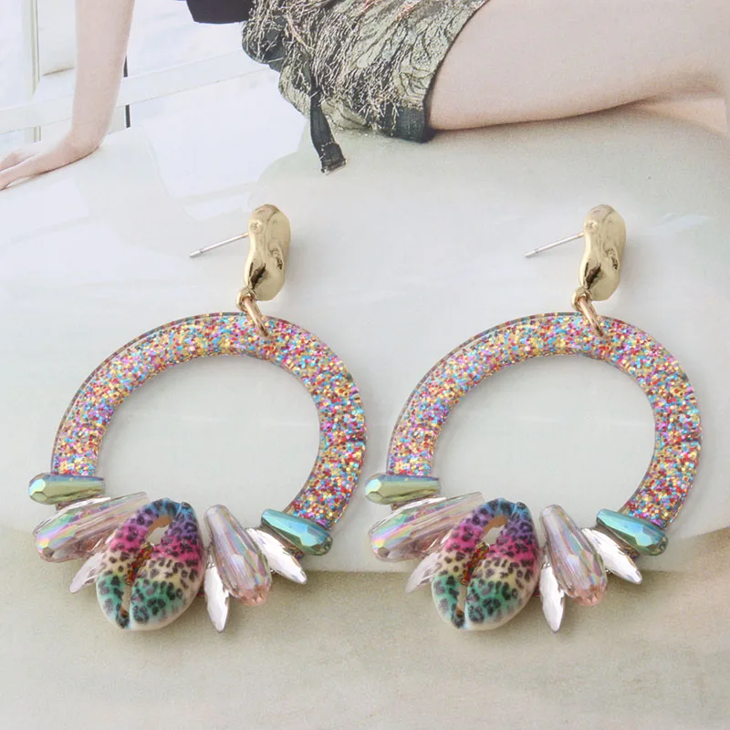 NeeFu WoFu коралловые серьги в виде ракушек для женщин богемные с кристаллами