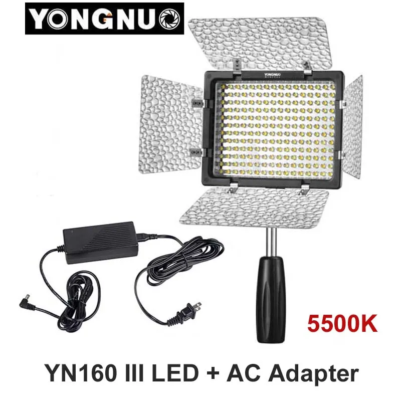 Светодиодная лампа для видеосъемки Yongnuo YN160 III 5500K CRI95 160 с адаптером питания