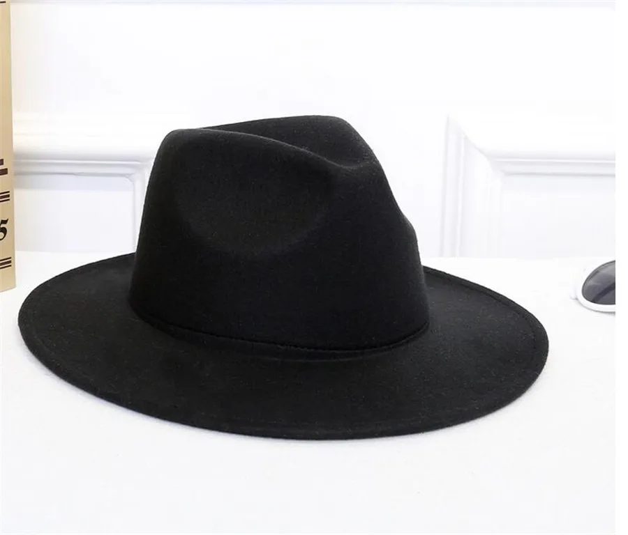 Шерстяная шляпа с широкими полями Fedora из чистого войлока купольным ведром для