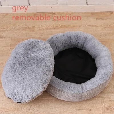 grey removable mat Круглые плюшевые диванчики для собак, зимний домик для собак, питомник для мопса, маленький бульдог со съемной подушкой, подушка, Лидер продаж, товары для домашних животных - Цвет: grey removable mat