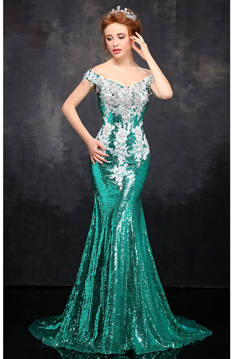 

shinning sequin mermaid evening dress 2017 party dresses robe de soiree custom make size 0 free shipping