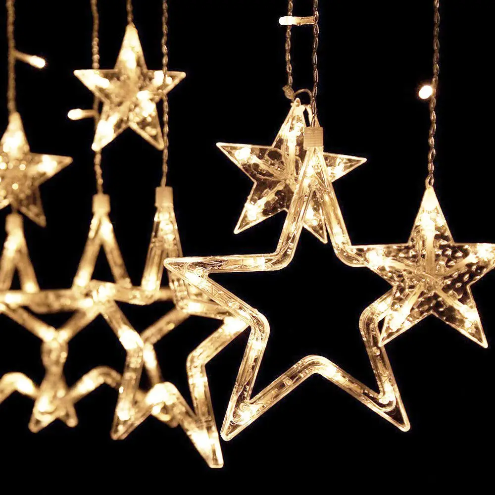 LED Star AC 220V Light Curtain String New Year Year's Decorations for Home string Christmas ornaments light | Лампы и освещение