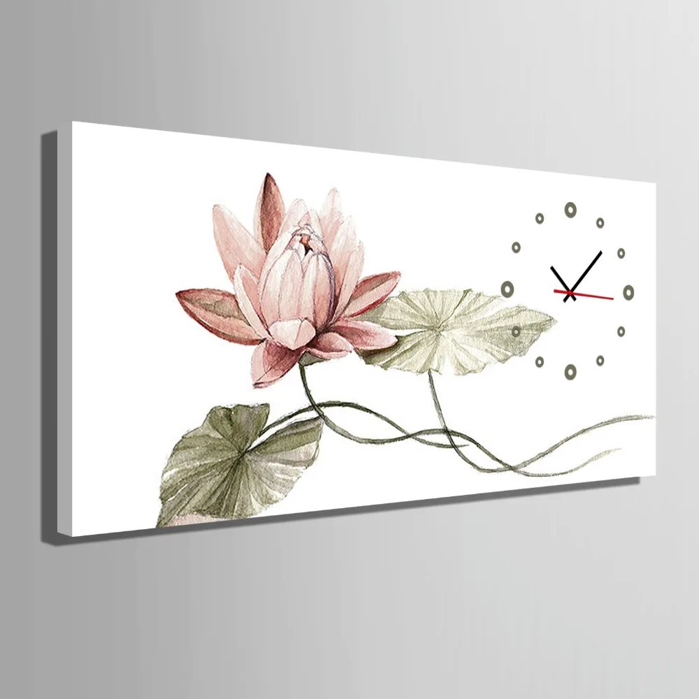 E-HOME Pink Lotus Clock in Canvas 1pcs wall clock | Дом и сад