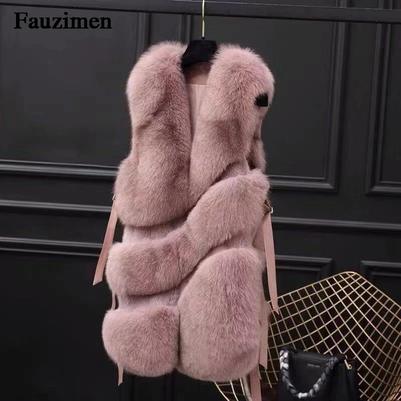 Высококачественный финский Меховой жилет с полосками дизайнерское роскошное