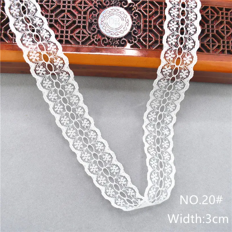 20-Width 3CM 10 ярдов, 38 цветов, белая кружевная лента, тканая лента, французская африканская кружевная свадебная ткань, сделай сам, одежда/подарочная упаковка - Цвет: 20-Width 3CM