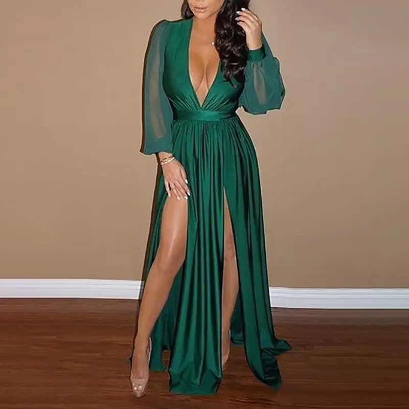 2019 женское элегантное Сетчатое выпускное длинное вечернее платье с глубоким