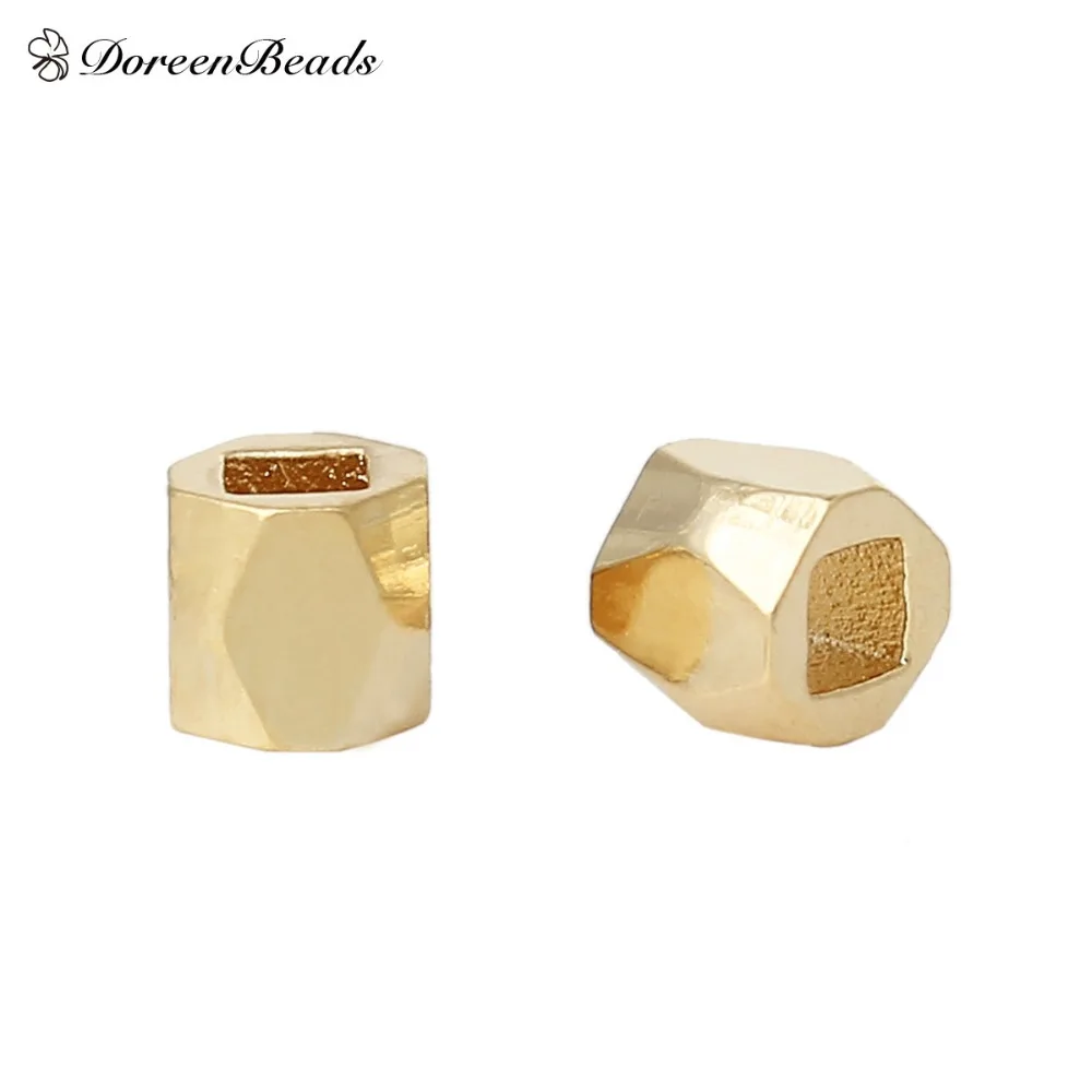 

50PCs/pack 3.4mm Copper Spacer Beads Cuboid Gold color Faceted garment accessories DIY handmade jewelry making sewing supply