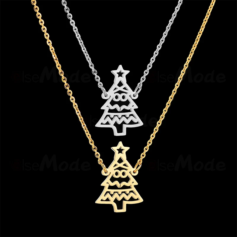 Ожерелье ELSEMODE с подвесками в виде рождественской елки из нержавеющей стали