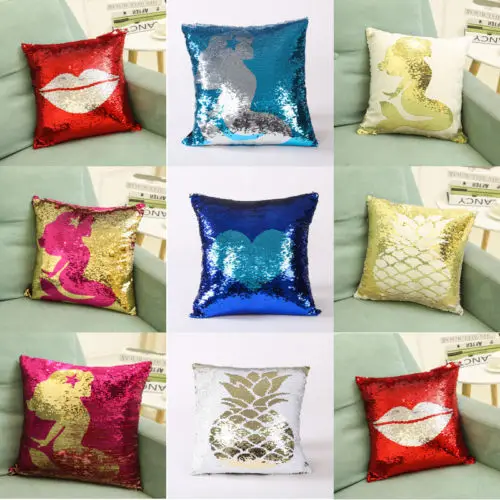 Волшебные двусторонние чехол для подушки с изображением русалки|cushion cover|mermaid cushion