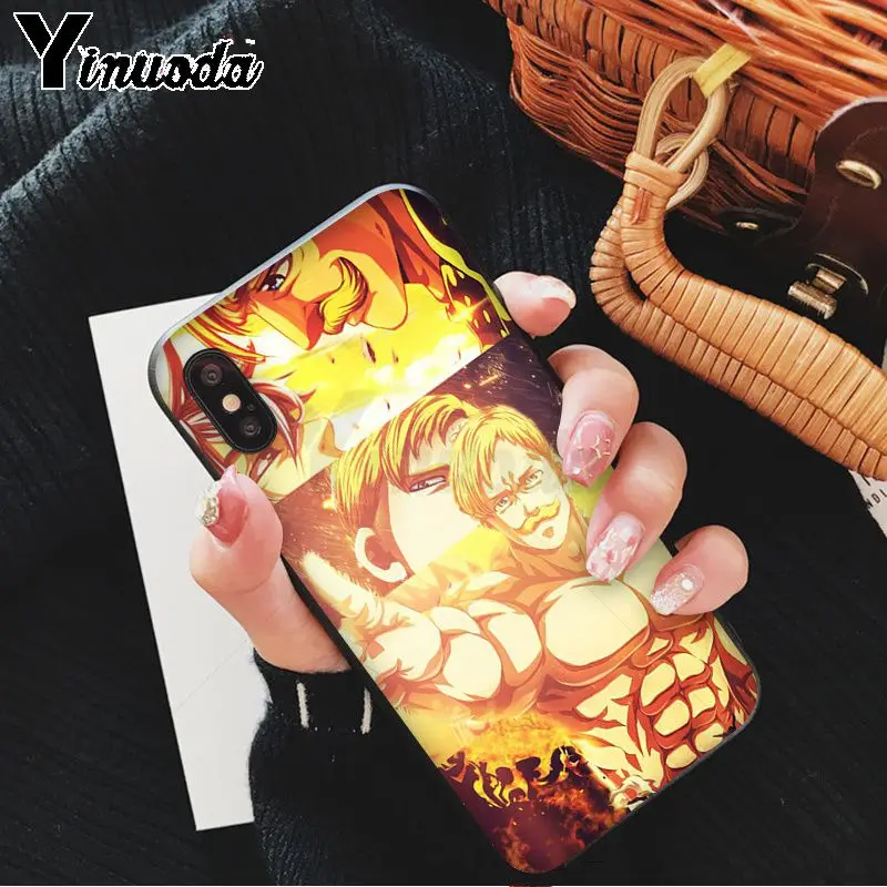 Yinuoda seven deadly sins Черная мягкая резина, термопластичный полиуретан чехол для телефона iPhone 5 5Sx 6 7 7plus 8 8Plus X XS MAX XR