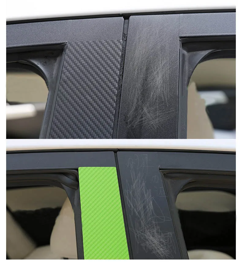 Lsrtw2017 Carbon Fiber Car Window Middle Pillar Sticker Trims for Changan Alsvin V7 2013
