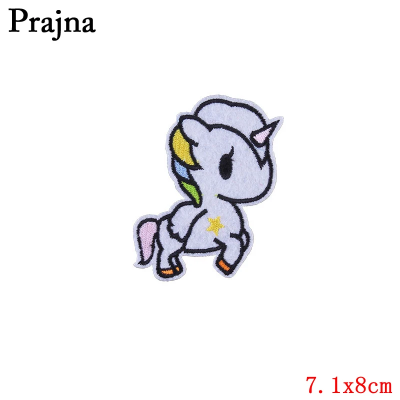 Prajna нашивка единорога в виде животных, наклейки, мультяшная вышивка, железные нашивки для детской одежды, DIY Декор для одежды, аксессуары F