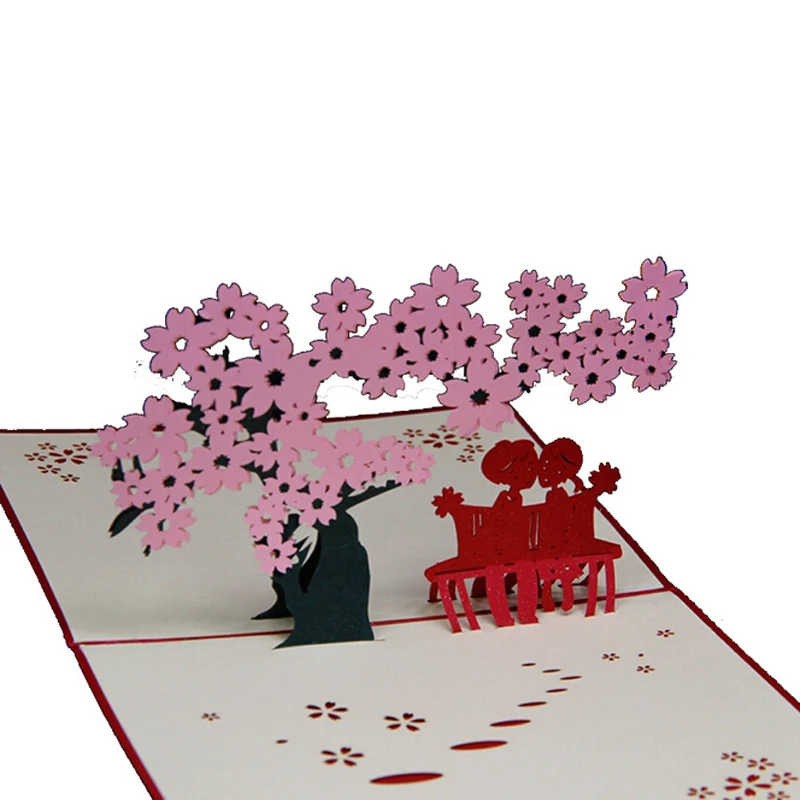 (10 шт./лот) Бесплатная доставка романтическая вишня/Сакура Любовь 3D всплывающие