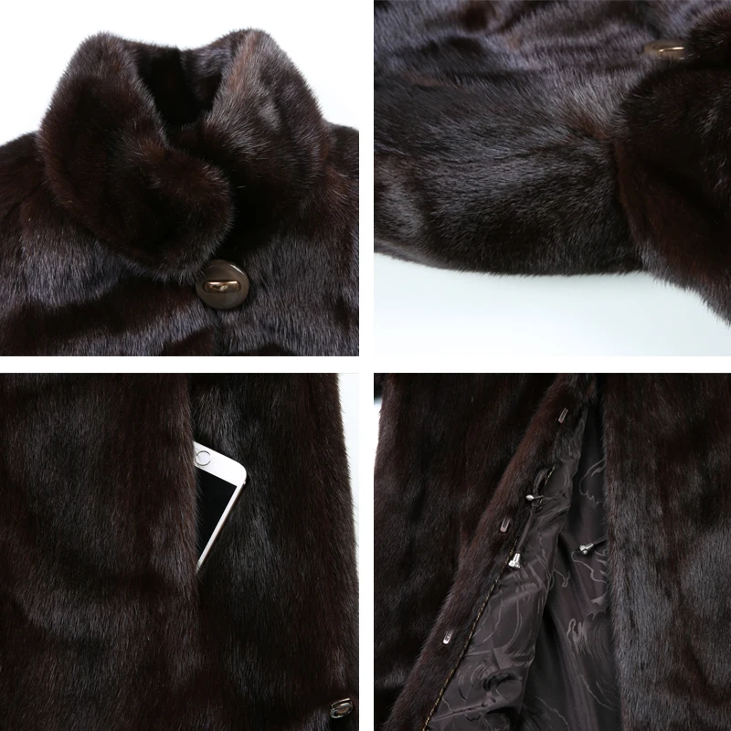 Новый стиль женская мода норковые шубы женщины Мандарин воротник Натуральный