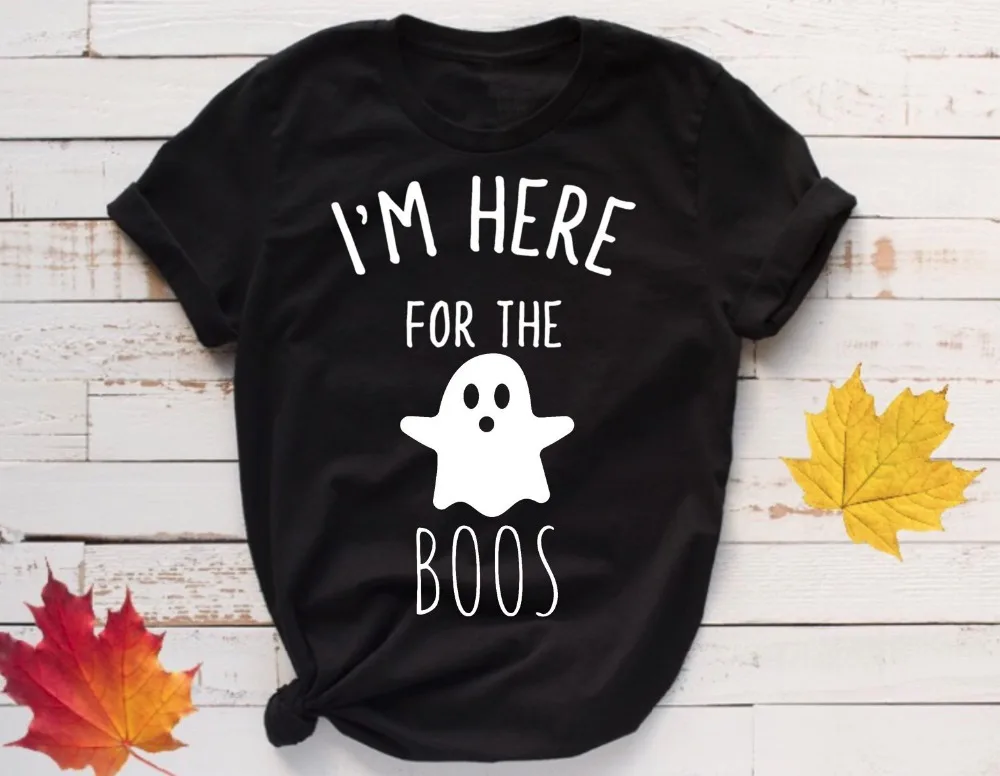 

I'm Here For The Boos t-shirt Funny Halloween women fashion cotton ghost graphic grunge tumblr shirt harajuku goth tee quote top