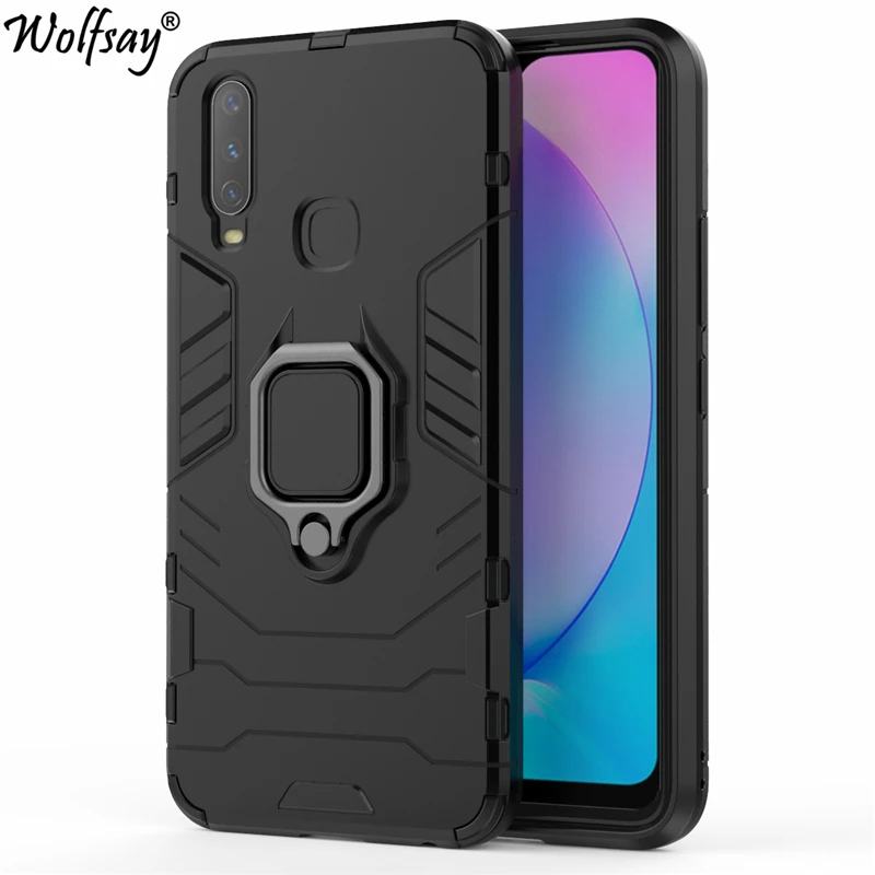 

Wolfsay For Vivo Y17 Case, Vivo Y3 Car Holder Armor Cases Hard PC & Soft Silicone Cover for Vivo Y17 V1902 V1901A With Magnet