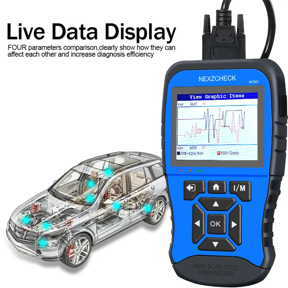 Humзор NexzCheck NC501 OBD2 EOBD сканер поддерживает O2 Датчик режим 6 8 статус MIL | Автомобили и