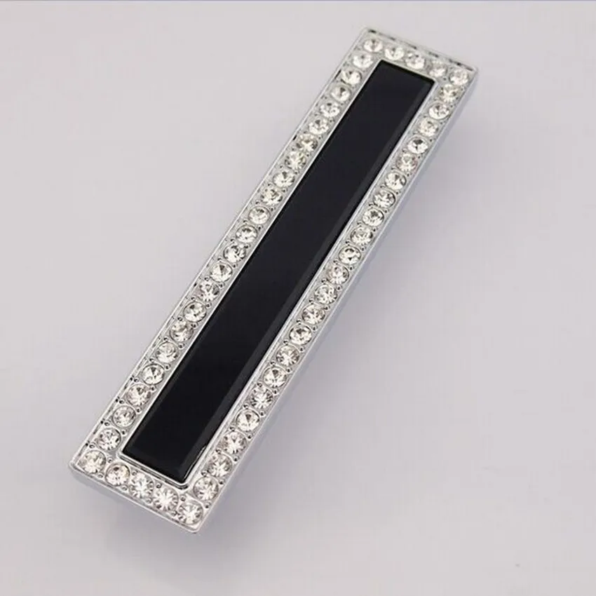 

128mm black glass kitchen cabinet dresser door handles silver rhinestone k9 crystal drawer cupboard pulls knobs modern deluxe 5"