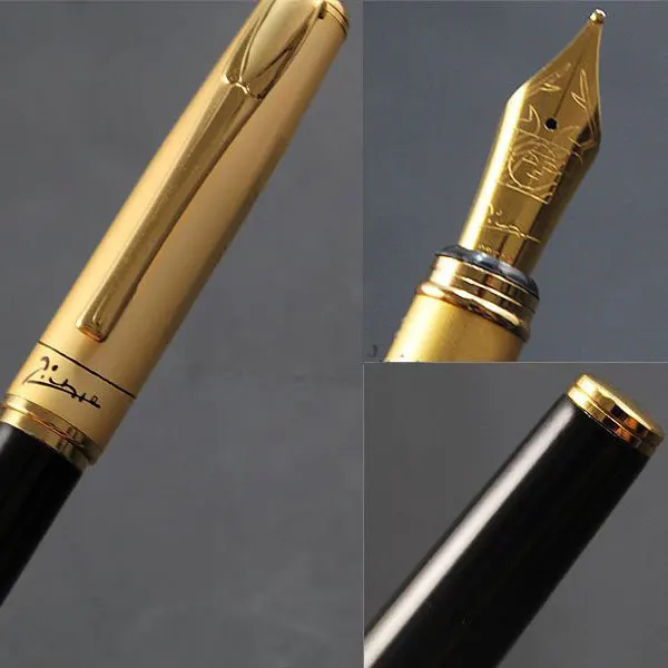 Перьевая ручка PICASSO 906 со средним пером 0 5 мм и изогнутым черным золотым