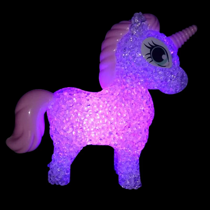 Мультяшный единорог светодиодный светильник игрушки красочная меняющаяся