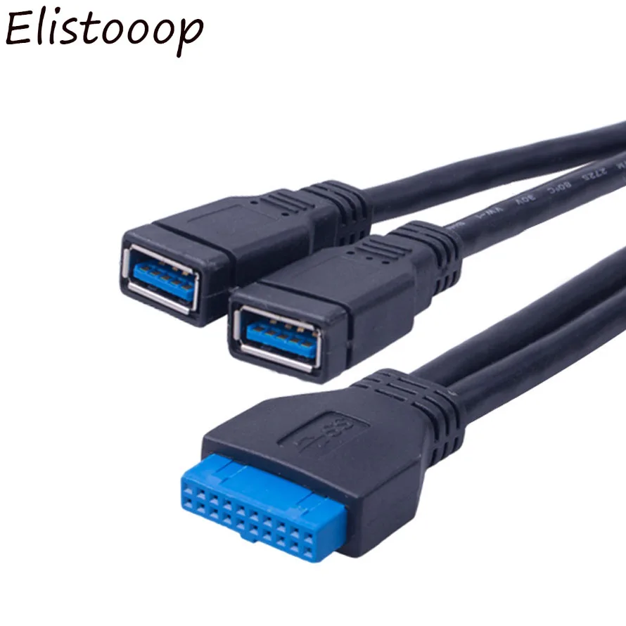 Elistoooop USB 3,0 мама к материнской плате 20pin соединительный кабель 2 порта s USB к 1 порту 20pin удлинитель Кабель для передней панели 20 см