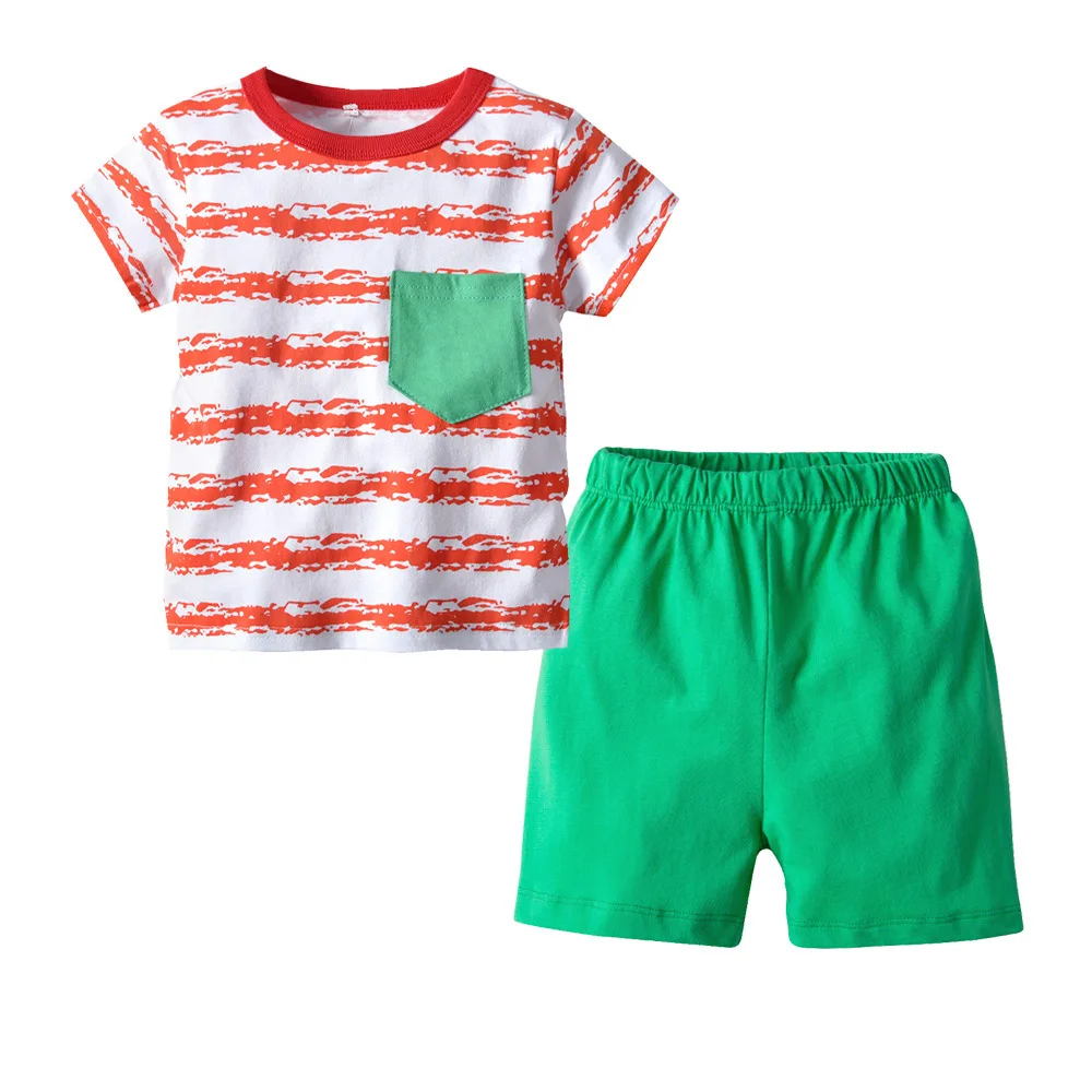 Sweet Cute Boys Cartoons Print Cotton Outfits Tees and Shorts 2pcs Sets Multi Candy Color Summer Clothing | Детская одежда и обувь