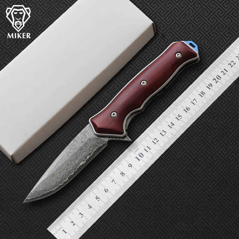Складной нож MIKER ST1502 карманный резец из дамасской стали с деревянной ручкой для